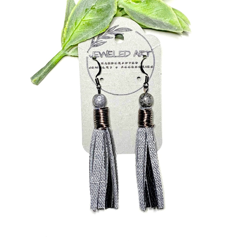 JEWELED ART Handcrafted | Black Tweed Tassel Earrings | BoHo Collection